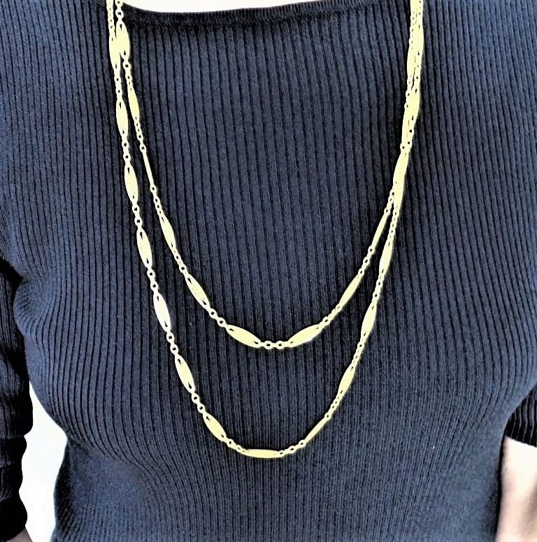 Long sautoir or 18 carats 148 cm-photo-3
