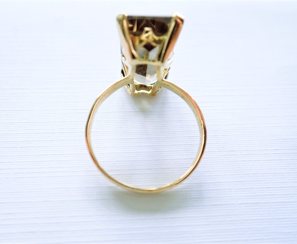 18 Carat Gold Smoky Quartz Ring From The 60s-photo-4