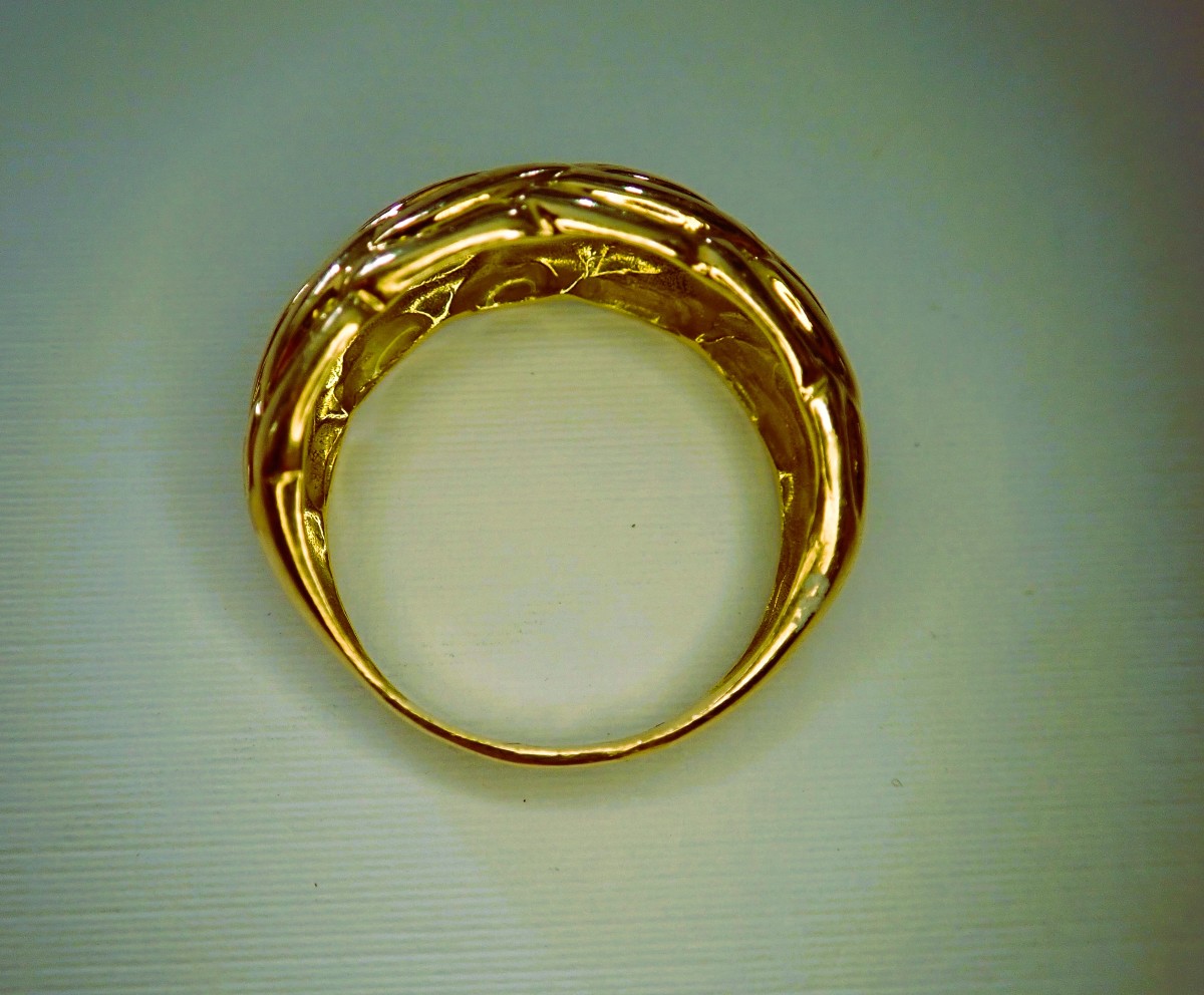 Bague godrons or 18 carats-photo-3