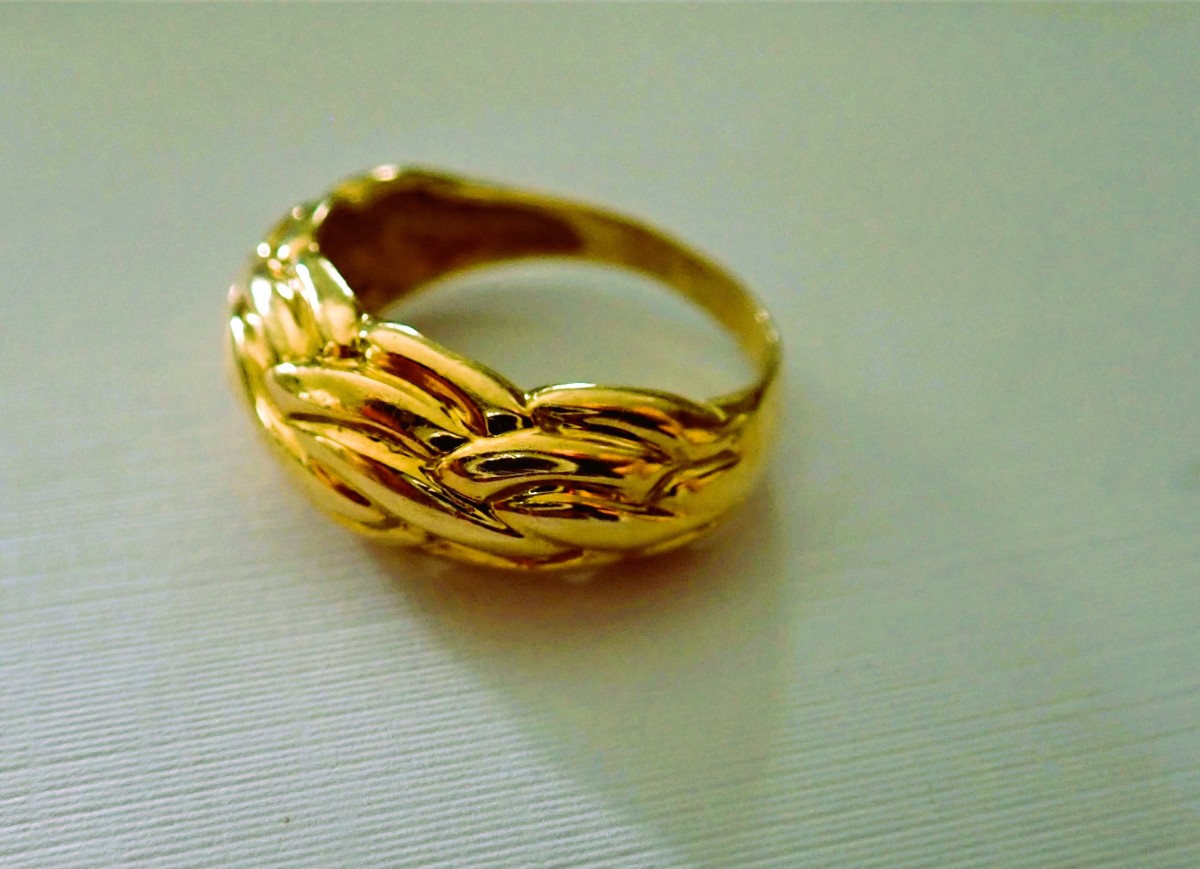 Bague godrons or 18 carats