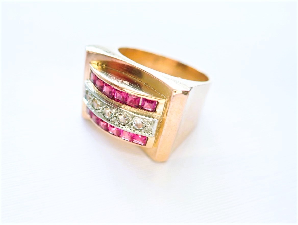 Bague Tank art déco or 18 carats-photo-2