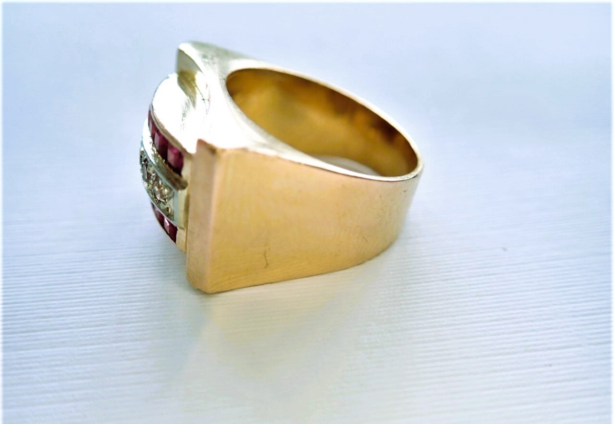 Bague Tank art déco or 18 carats-photo-3