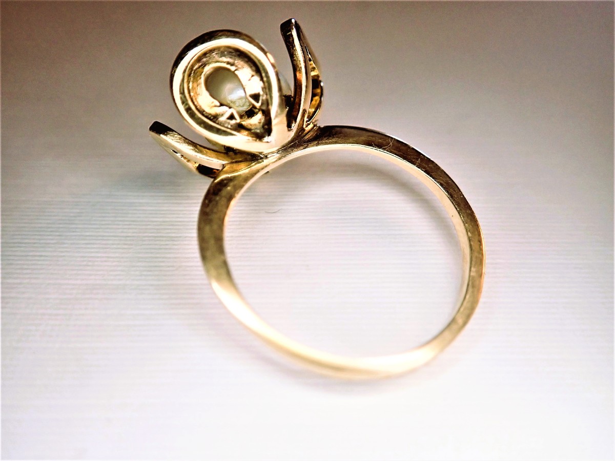 Années 60 bague perle en or 18 carats-photo-2