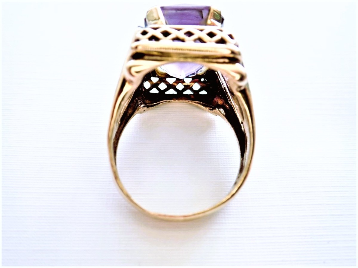 14k Gold Purple Stone Ring Vintage-photo-3