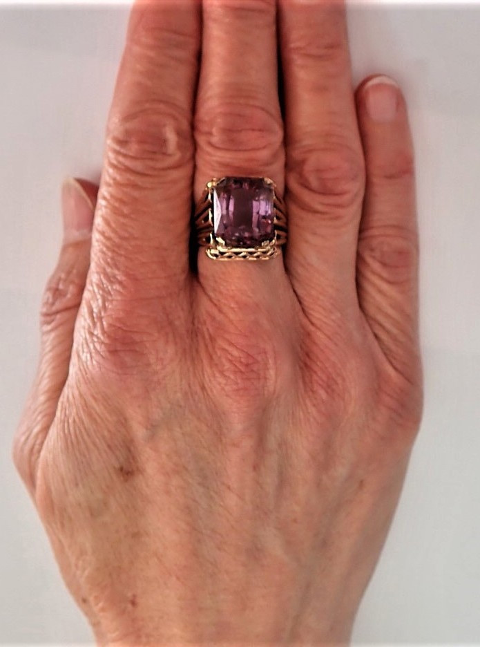 14k Gold Purple Stone Ring Vintage-photo-4