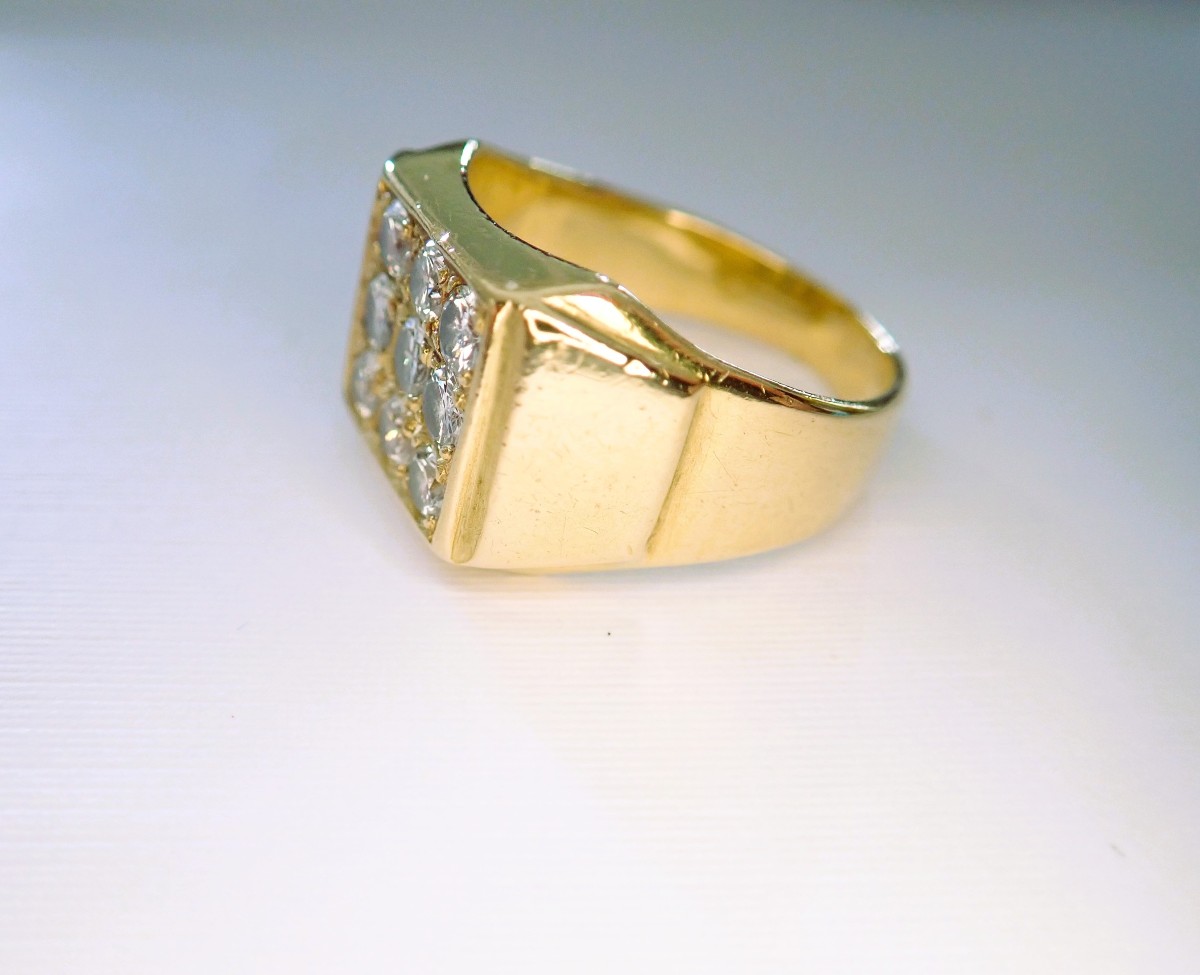 Massive 18-carat Gold Signet Ring Set With Diamonds-photo-2