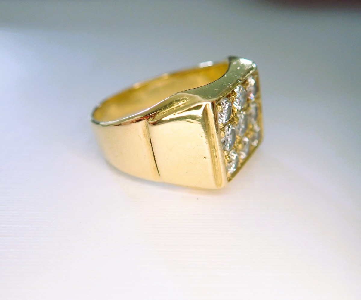 Massive 18-carat Gold Signet Ring Set With Diamonds-photo-4