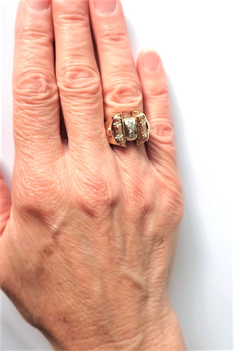 18-carat Gold Art Deco Ring-photo-4