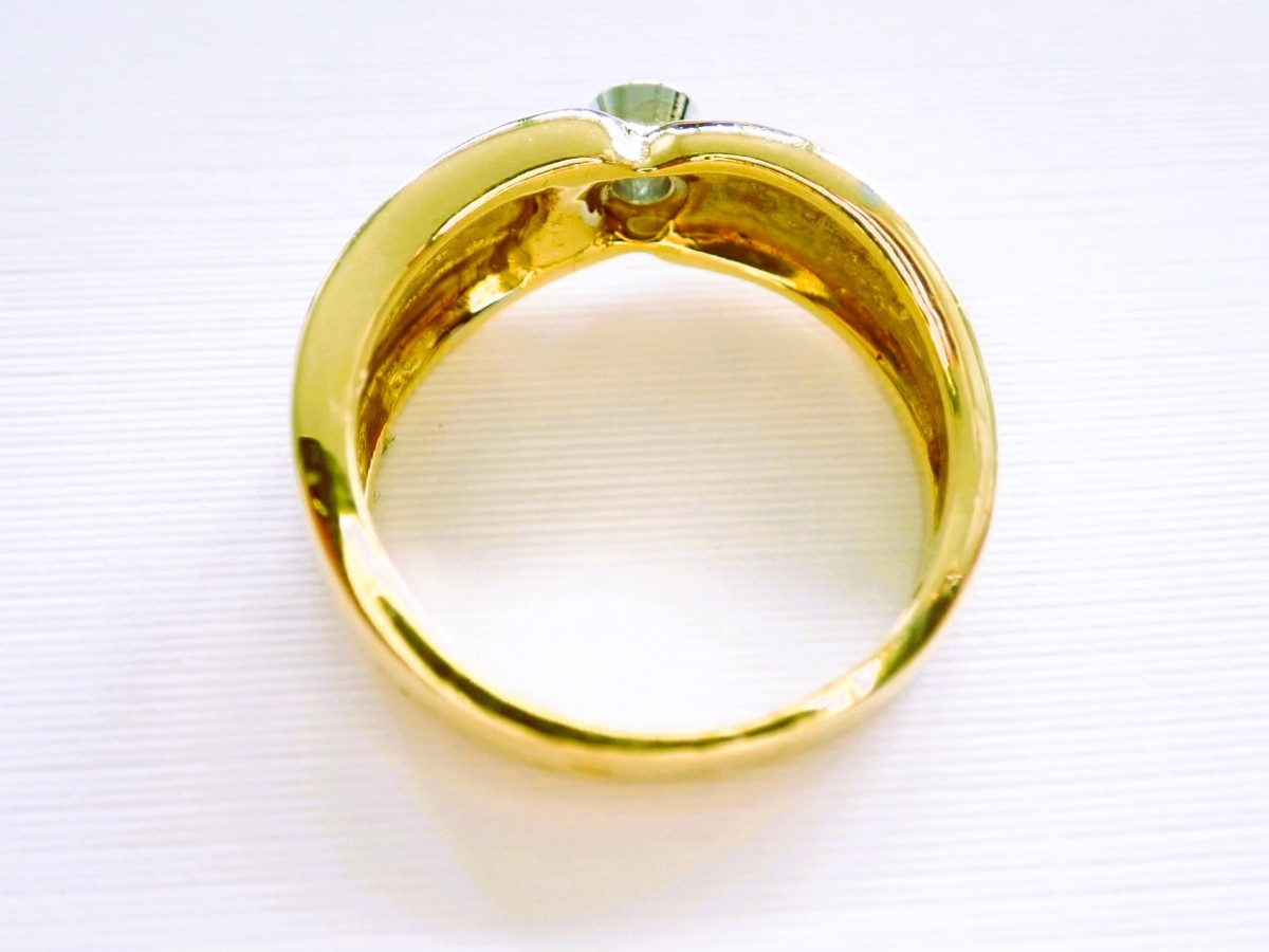 Ribbon Ring Set With A Diamond In 18-carat Gold Setting-photo-2