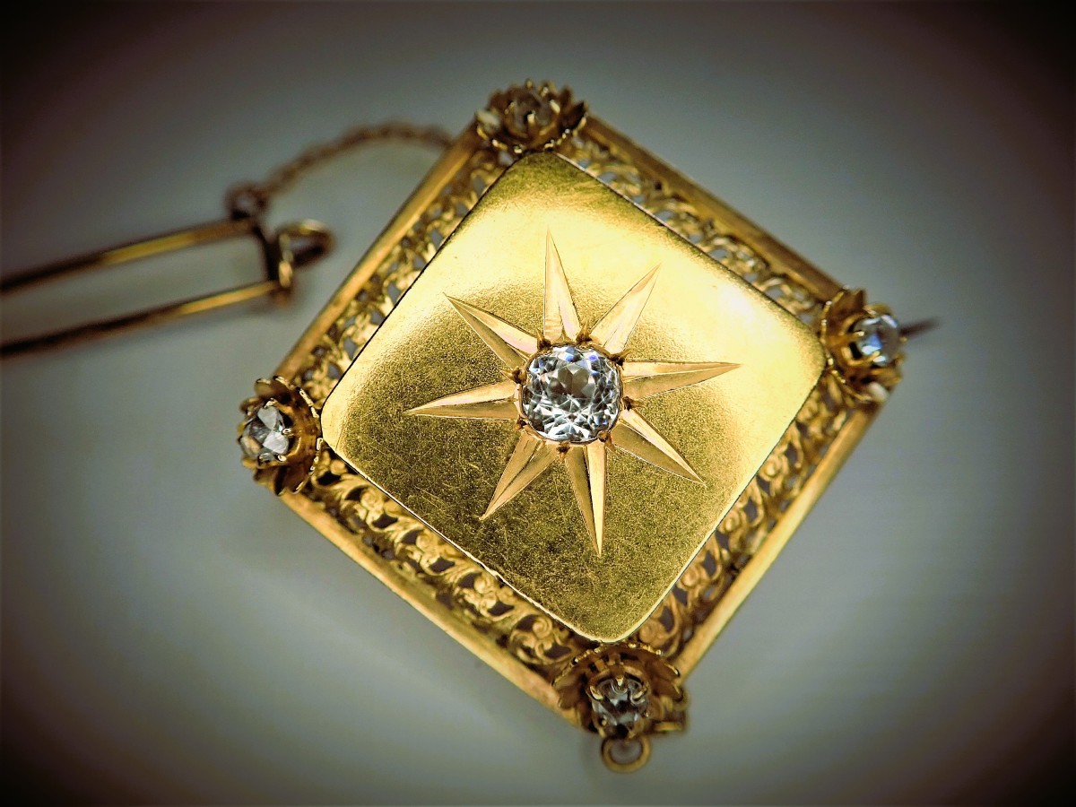 Broche or art déco sertie de diamants 18 carats-photo-2