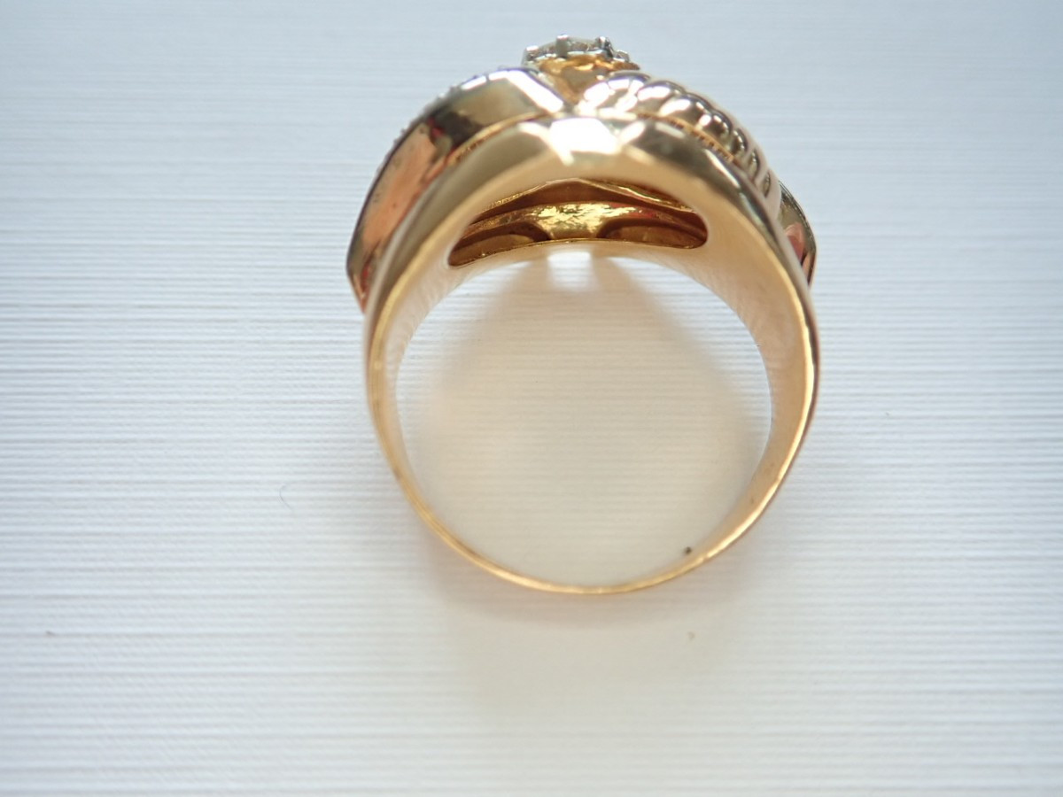 18k Rose Gold Art Deco Ring Set With Diamonds-photo-4