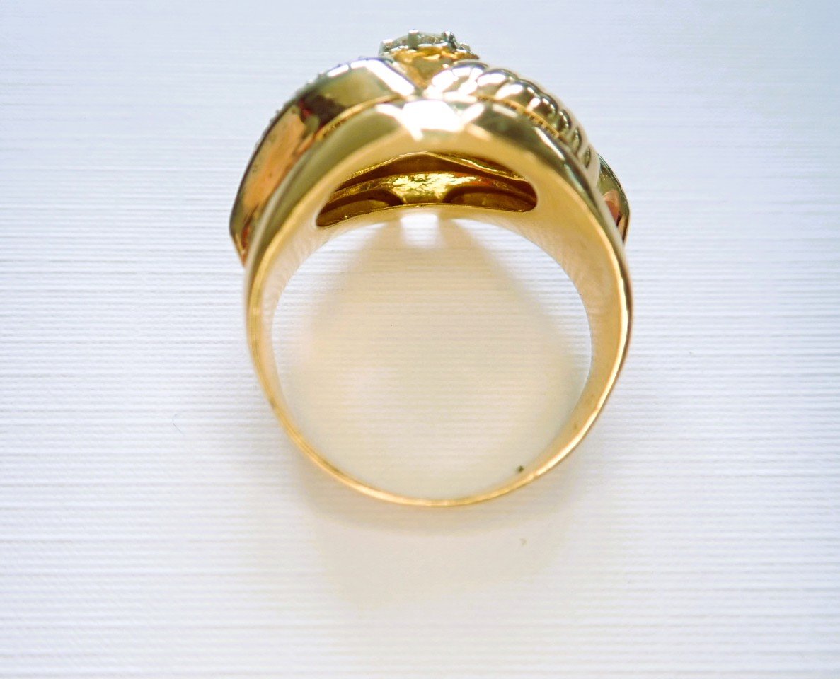 Bague or rose Art Déco 18 carats sertie de diamants-photo-4