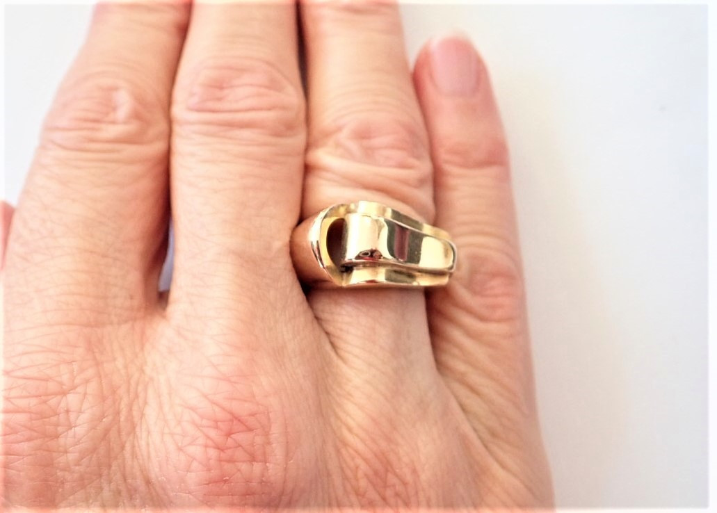 18k Rose Gold Asymmetrical Tank Ring
