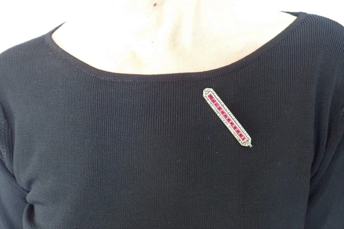 Broche en argent art déco-photo-4