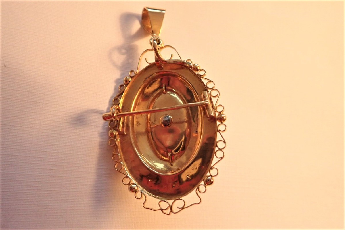 18-carat Gold Pendant And Brooch Set With Pearls -photo-4