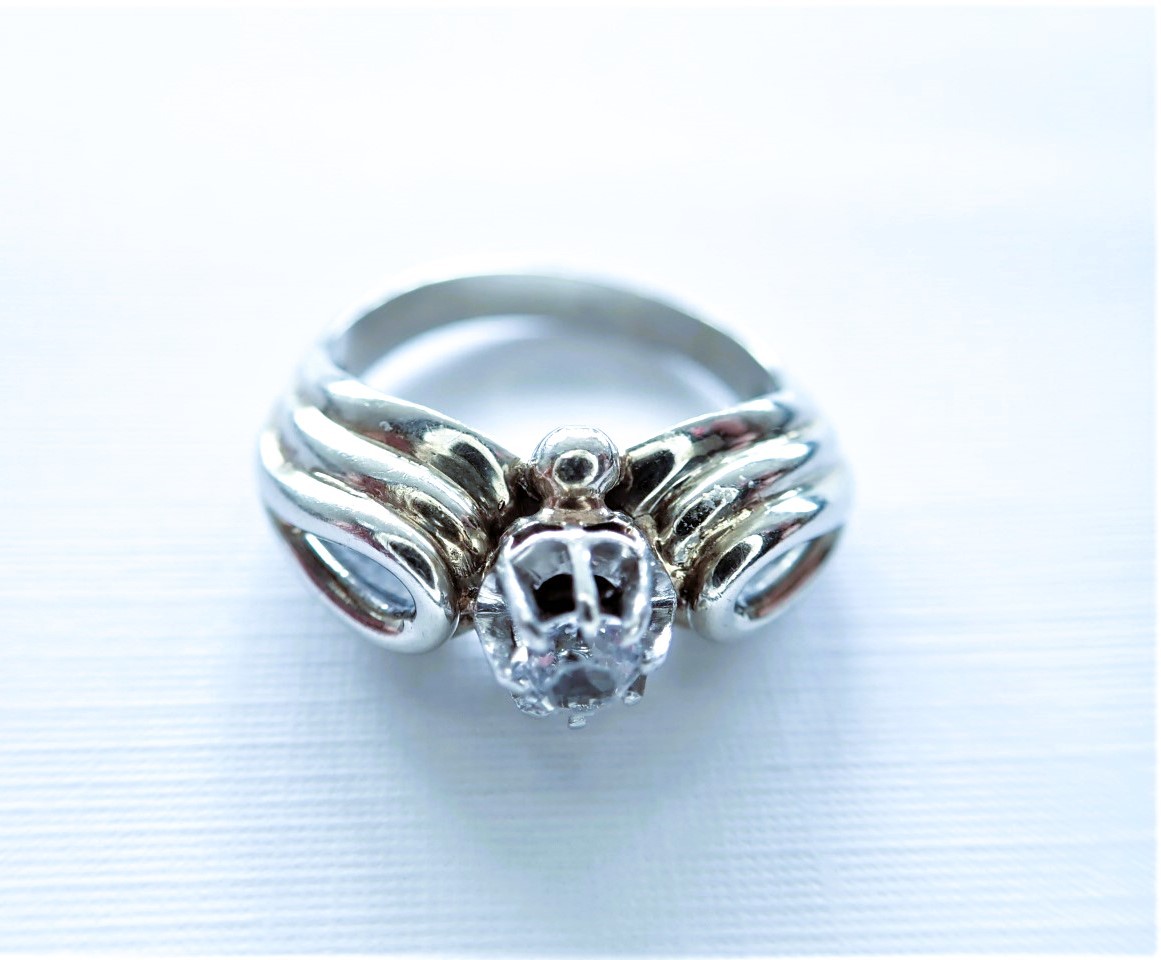 Art Deco 18k White Gold Ring-photo-2
