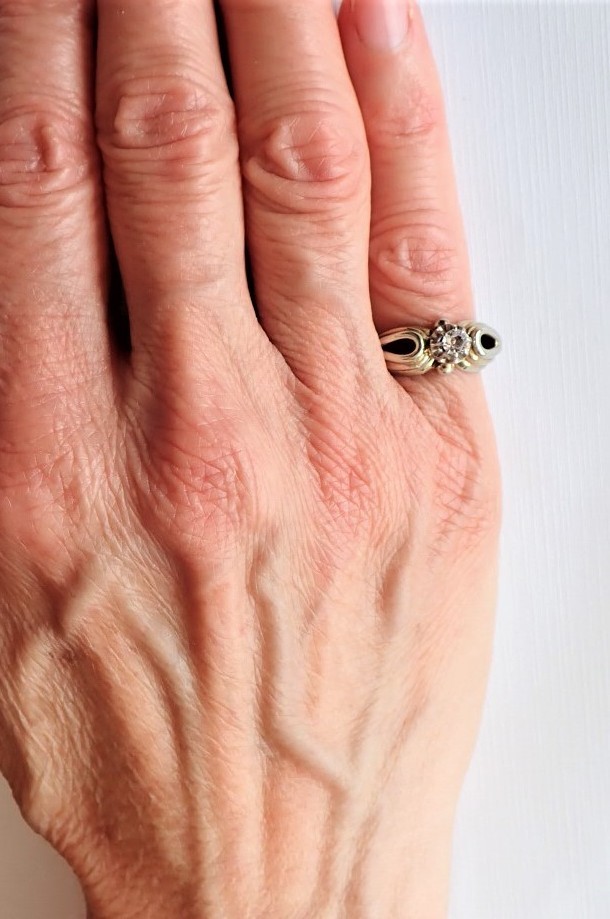 Art Deco 18k White Gold Ring-photo-3