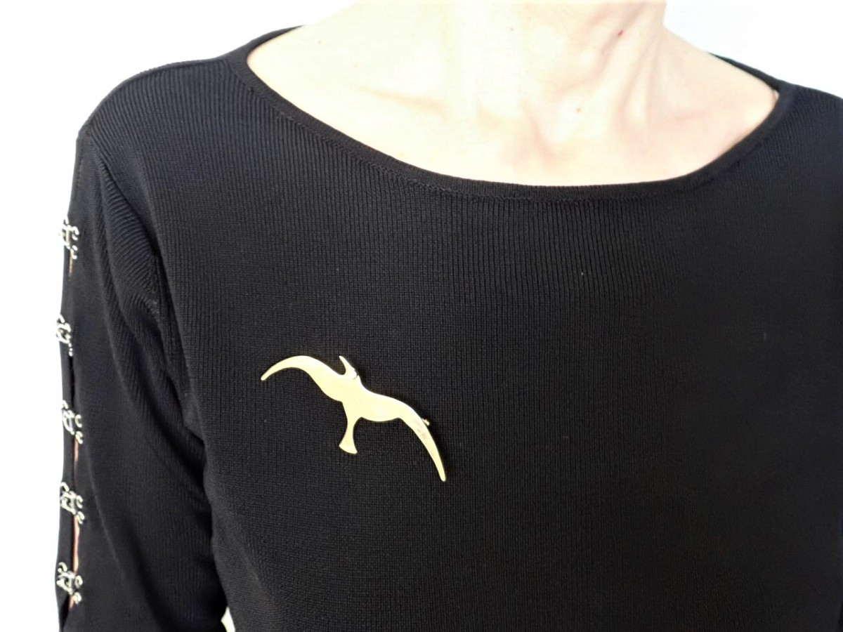 Broche motif oiseau albatros   or 18 carats-photo-2