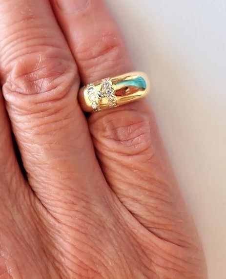 Bague jonc massive or 18 carats sertie de diamants-photo-3