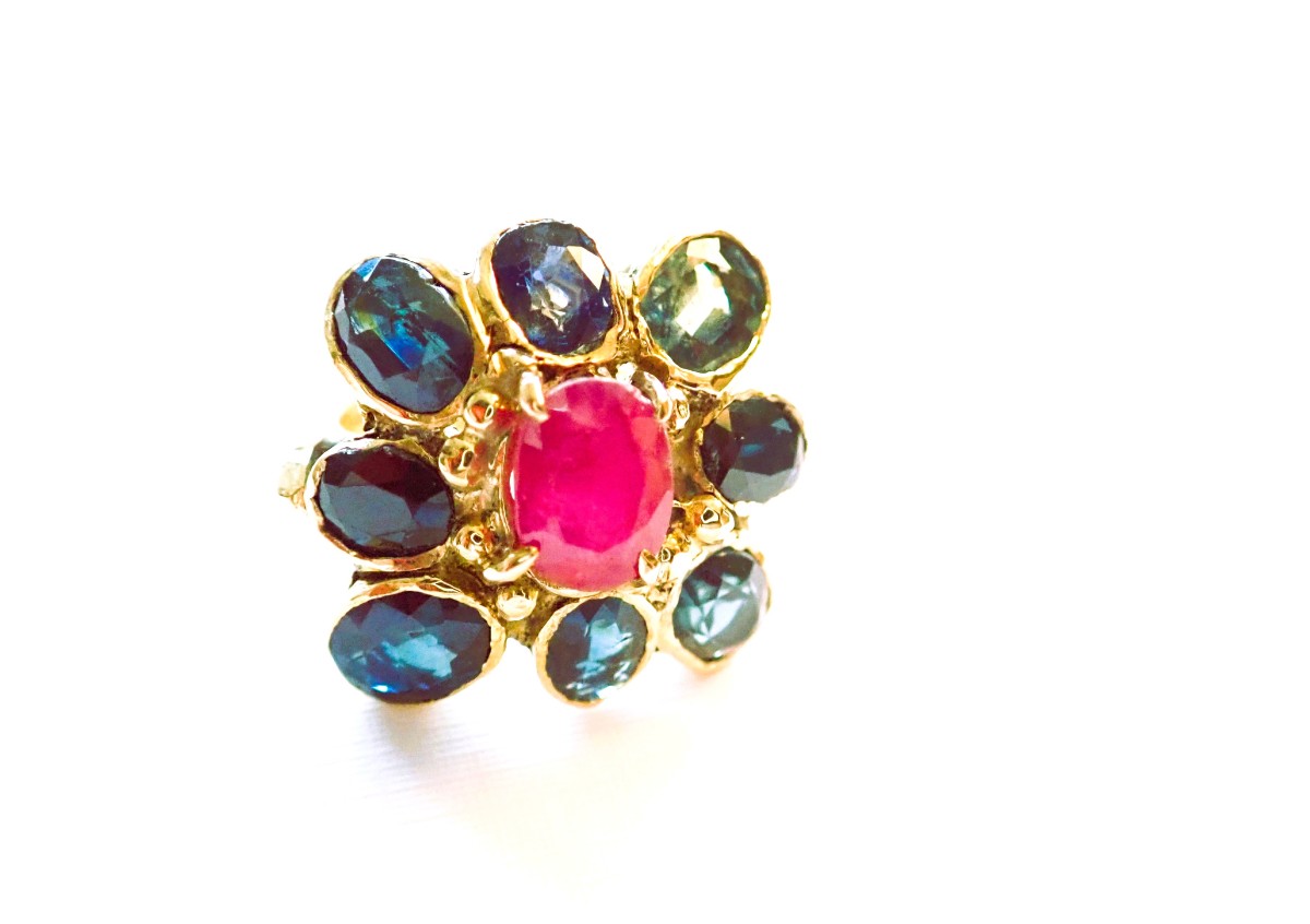 18k Gold Ruby And Sapphire Ring-photo-2