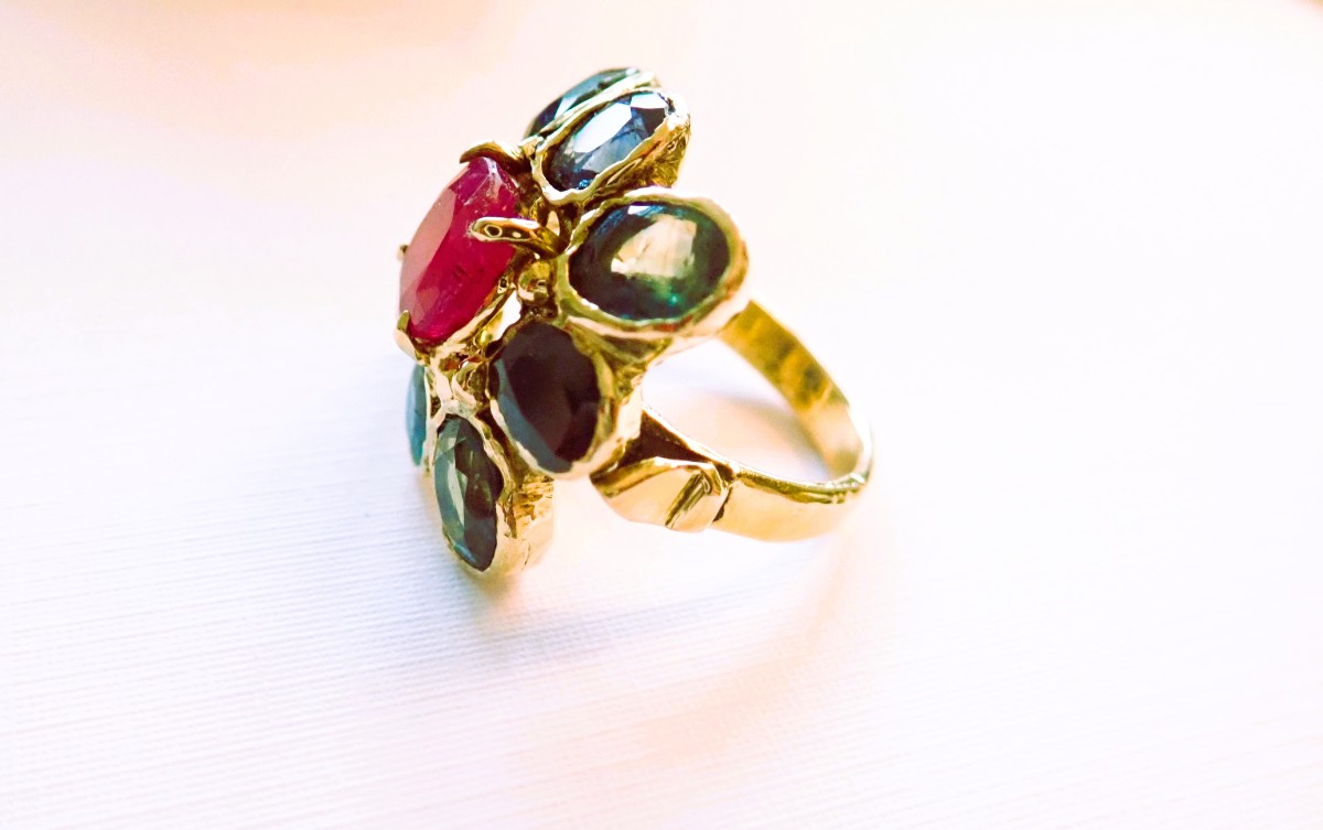 18k Gold Ruby And Sapphire Ring-photo-3
