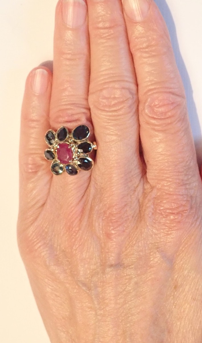 18k Gold Ruby And Sapphire Ring