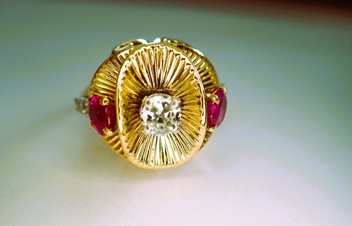 Art Deco Ring With Diamonds And Rubies-photo-2