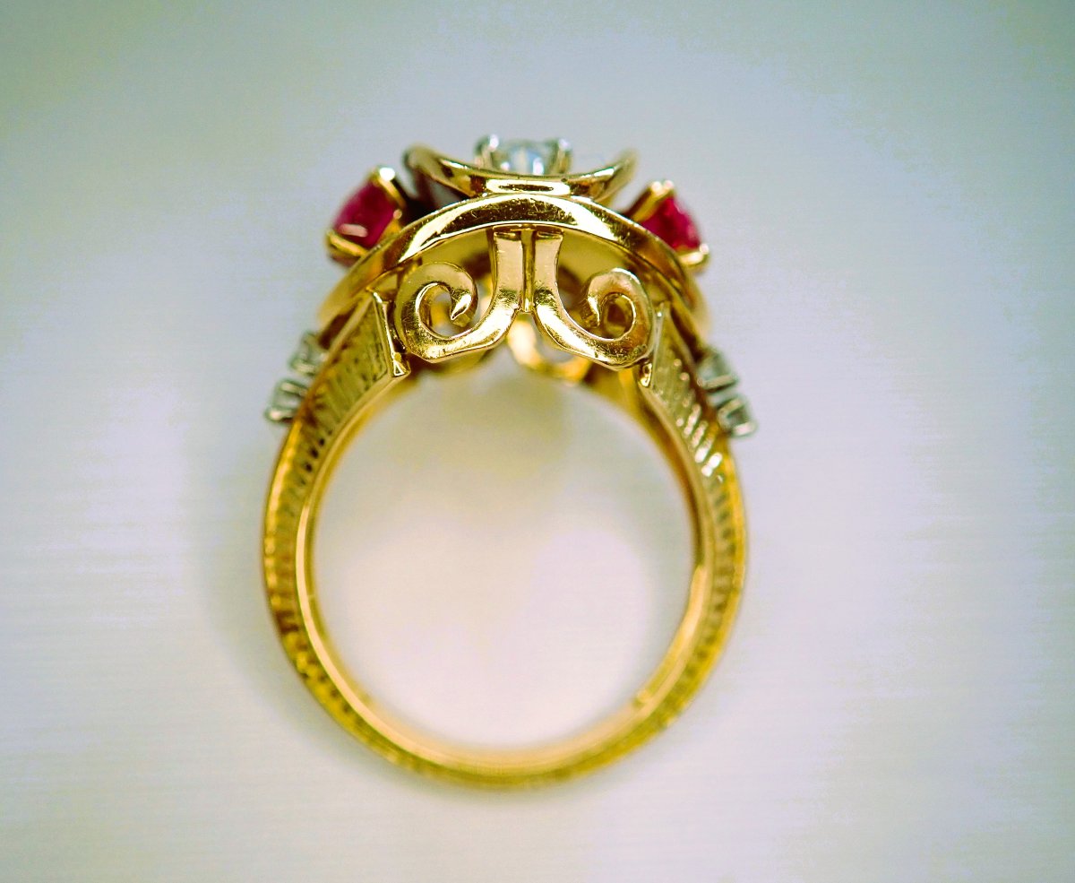 Art Deco Ring With Diamonds And Rubies-photo-3