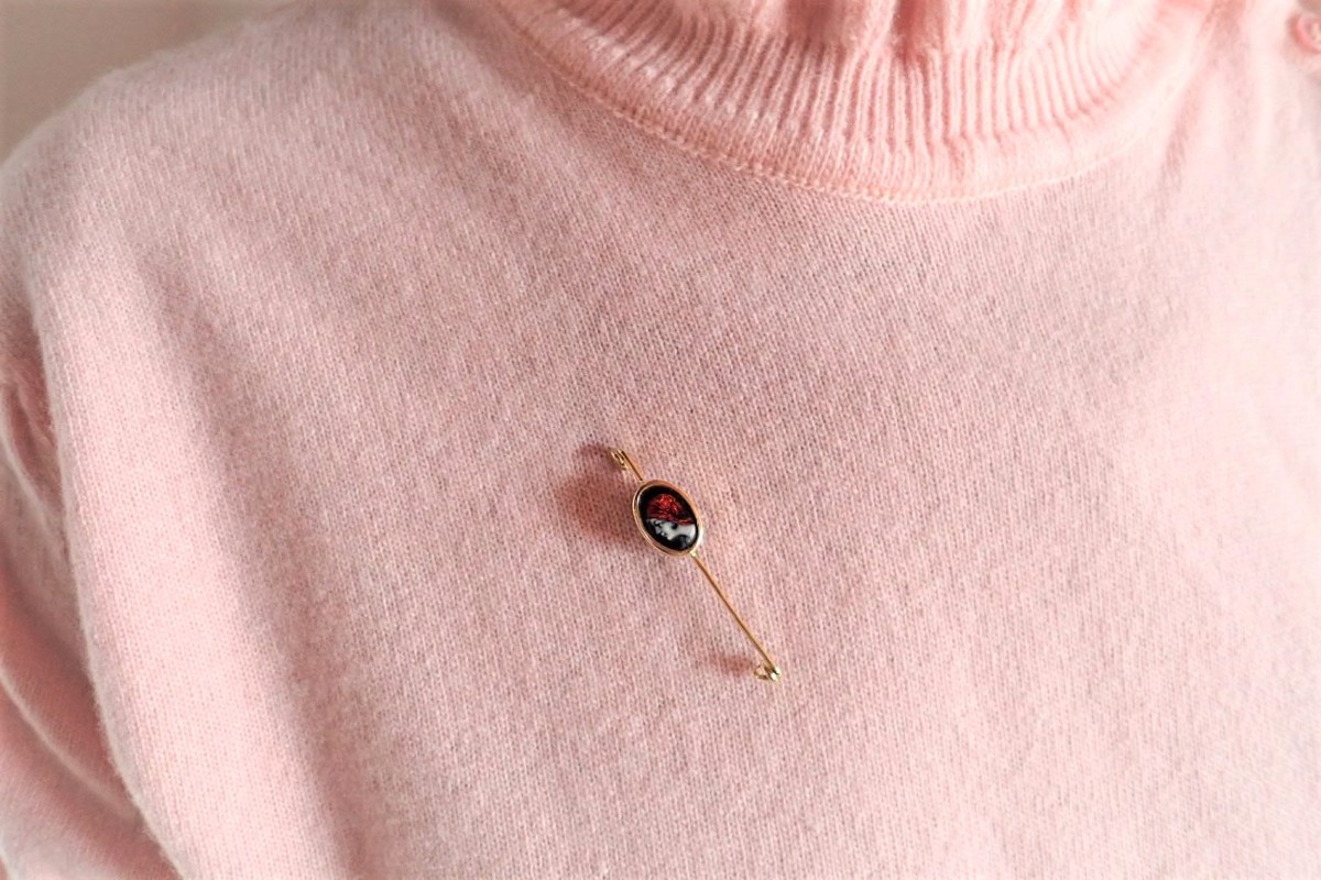 18-carat Gold Brooch With Limoges Enamel-photo-4