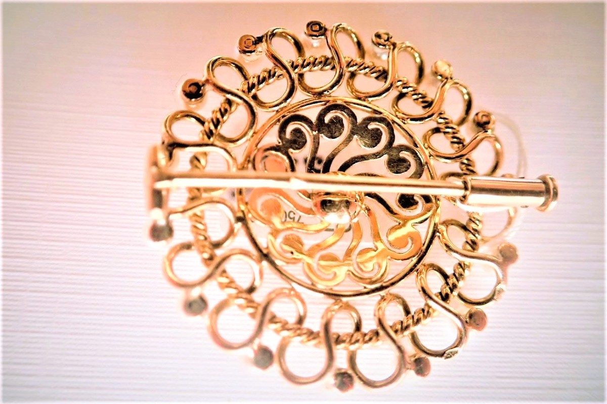 Vintage Brooch Set With 18-carat Gold Pearls-photo-2