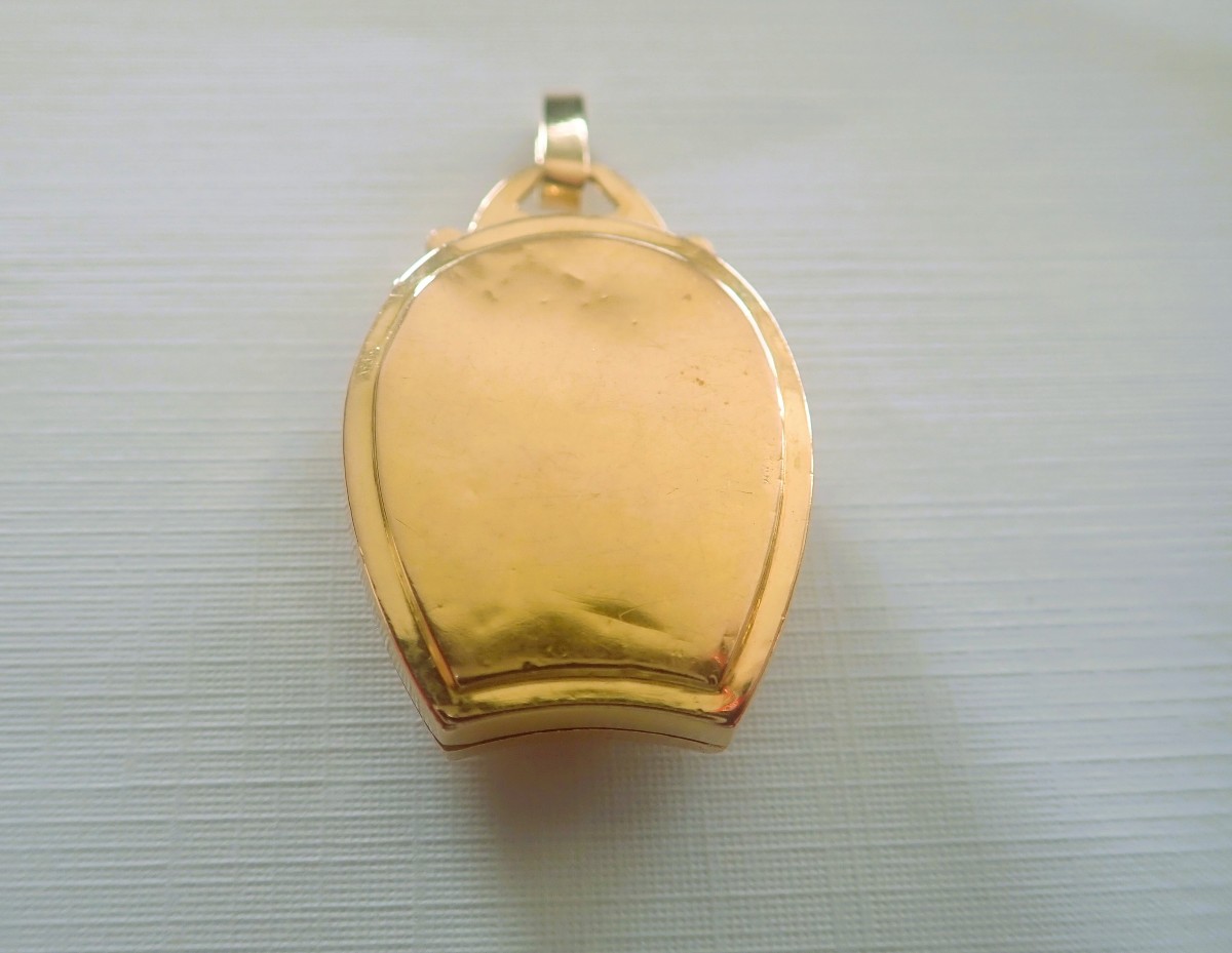 Pendentif cassolette motif fer à cheval or rose 18 carats  Napoleon III -photo-2