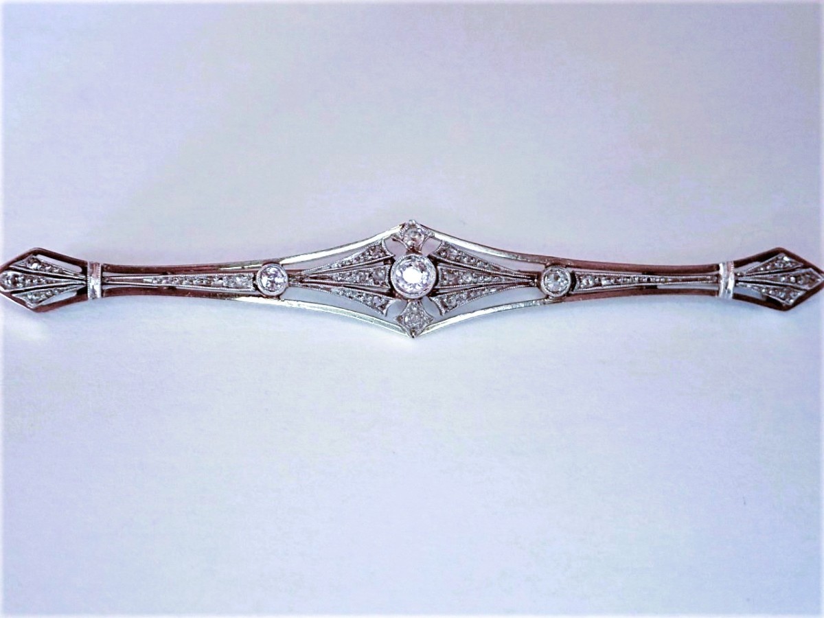 Art Deco Brooch In 18-carat White Gold Set With Diamonds-photo-3