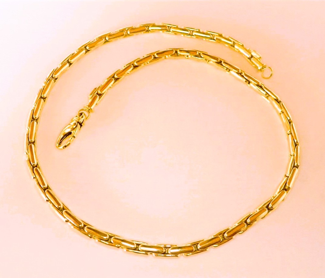 Collier or 18 carats maille haricot -photo-3