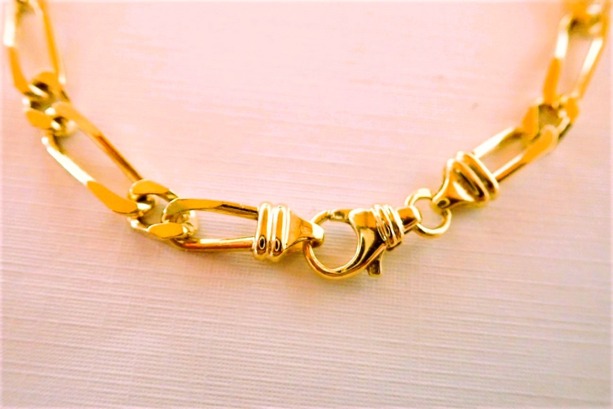 18-carat Gold Alternating Link Bracelet-photo-2
