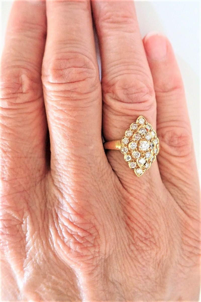 Bague Marquise sertie de diamants -photo-3