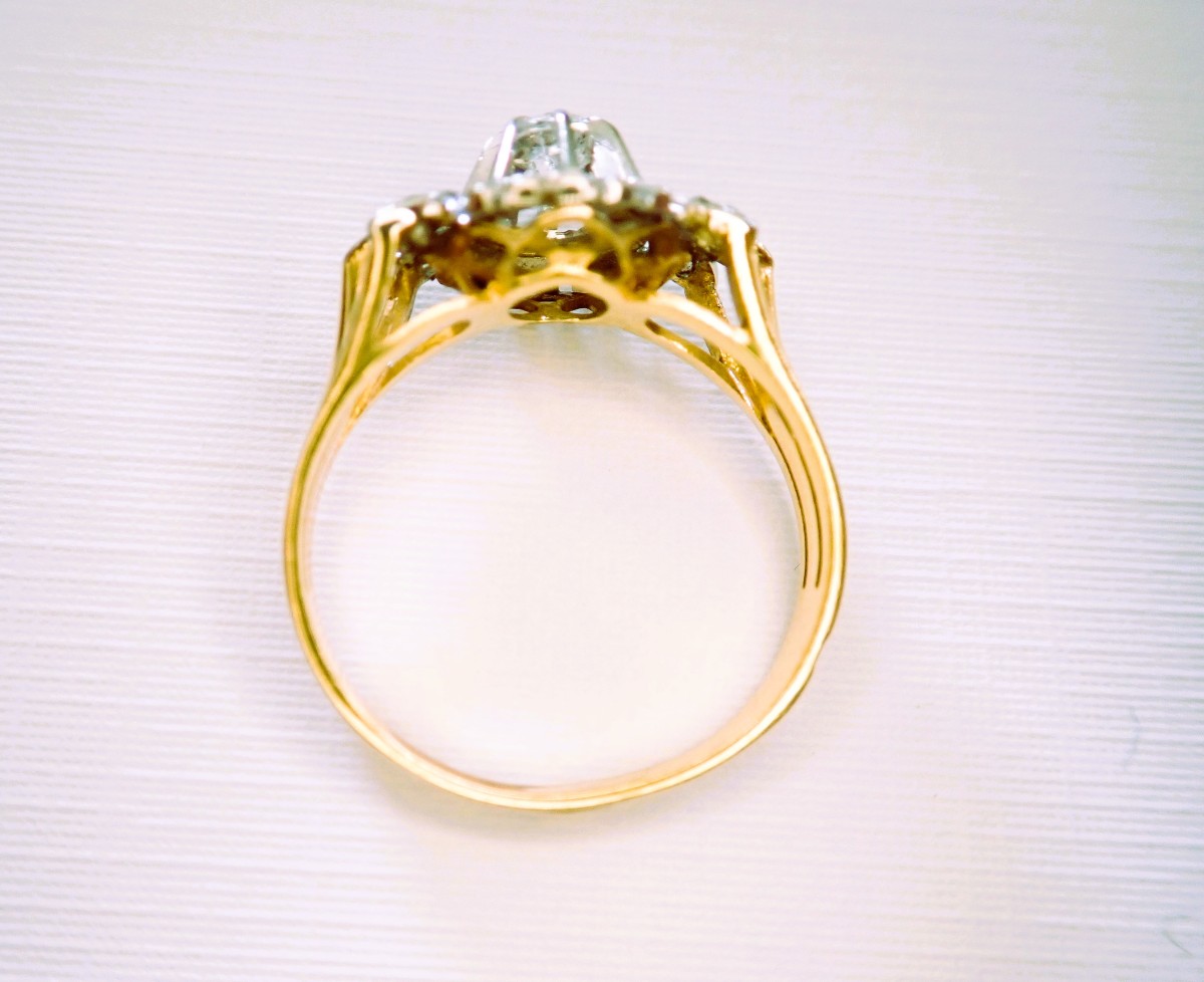 Art Deco bague or blanc et or jaune 18 carats-photo-2