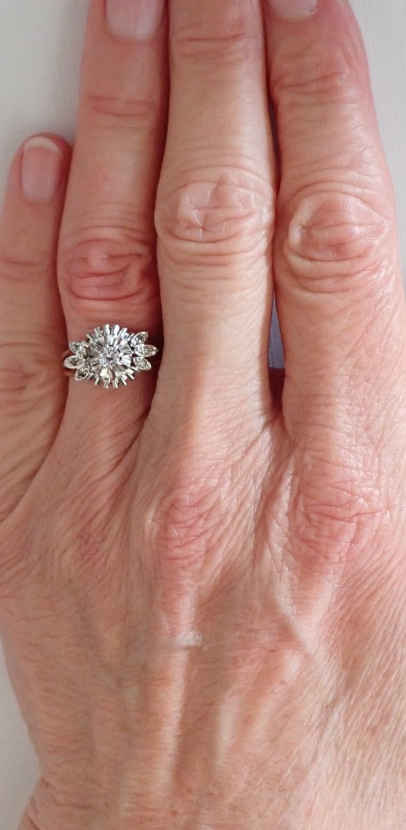 Art Deco bague or blanc et or jaune 18 carats-photo-4