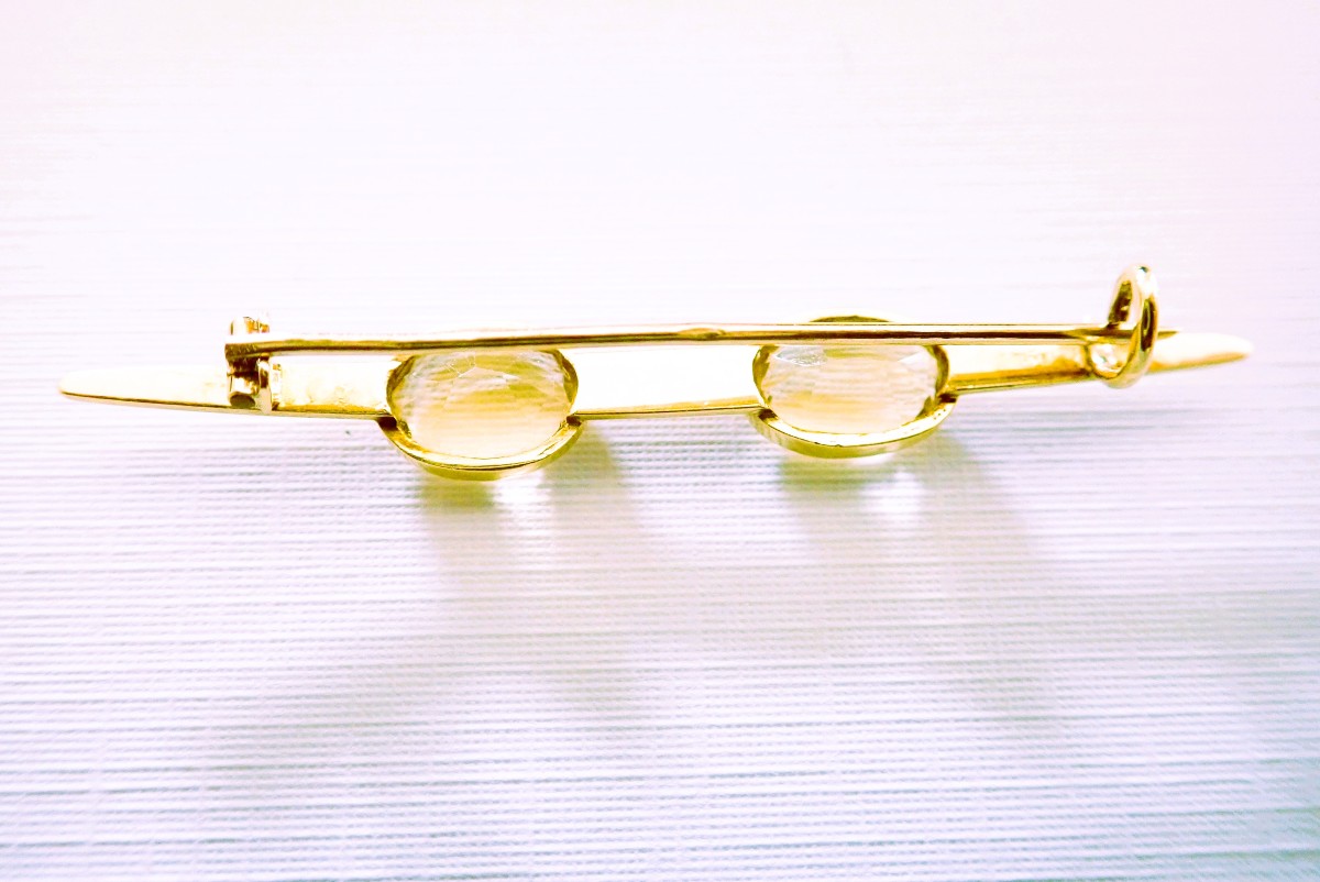 Broche or 18 carats sertie de 2 citrines-photo-2
