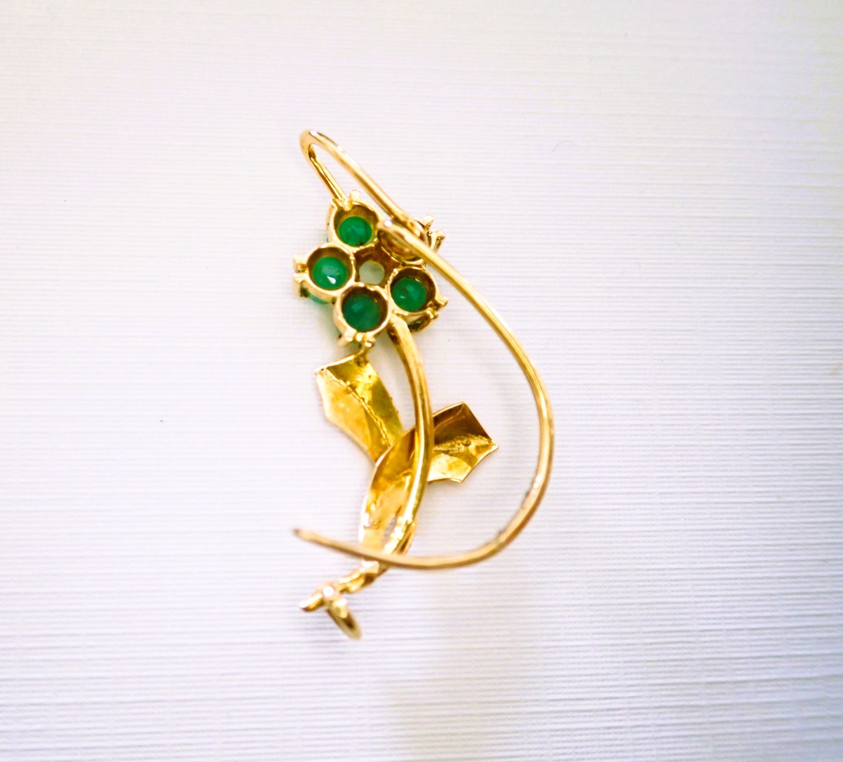 Broche or 18 carats sertie d' émeraudes-photo-2