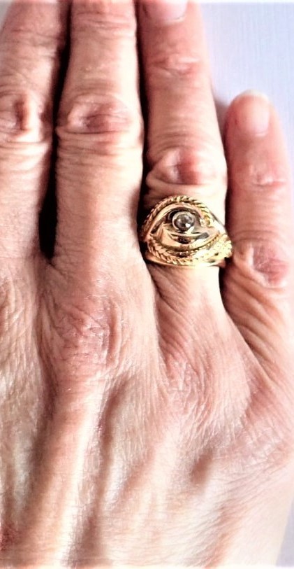 Bague Art Deco or 18 carats sertie d'un diamant -photo-3