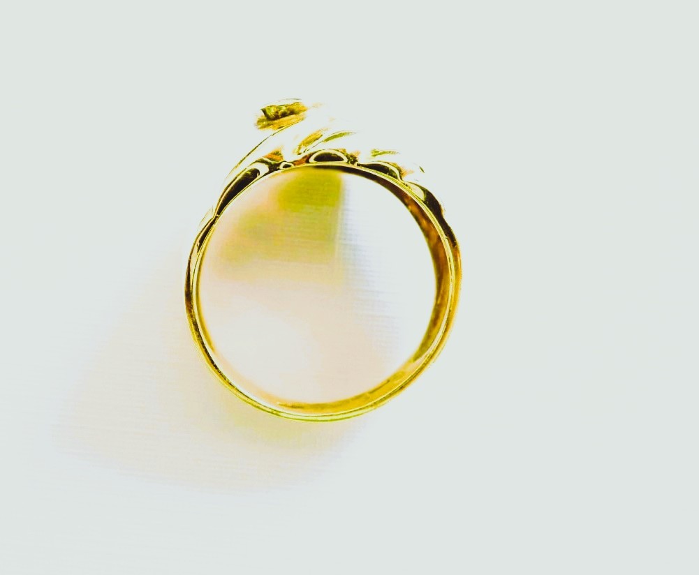 bague godrons asymétrique saphir et diamants or 18 carats-photo-2