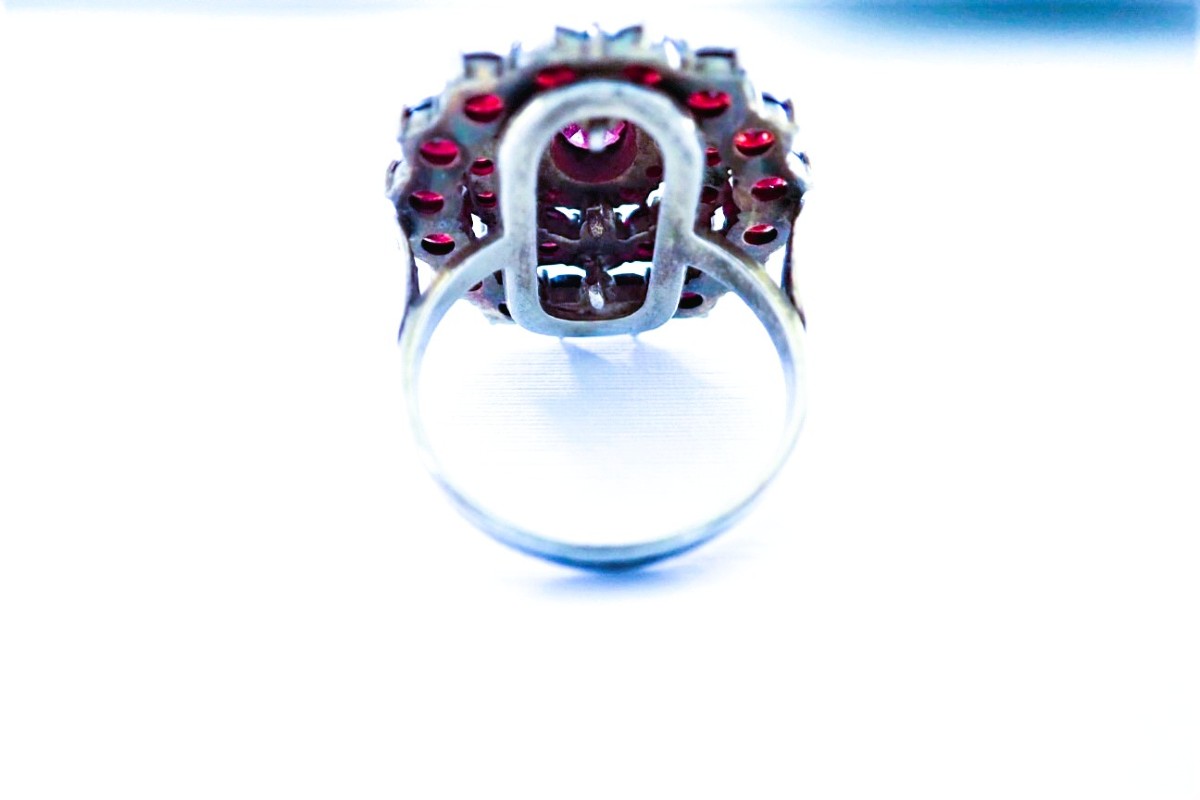 Silver Ring Set With Garnets-photo-4