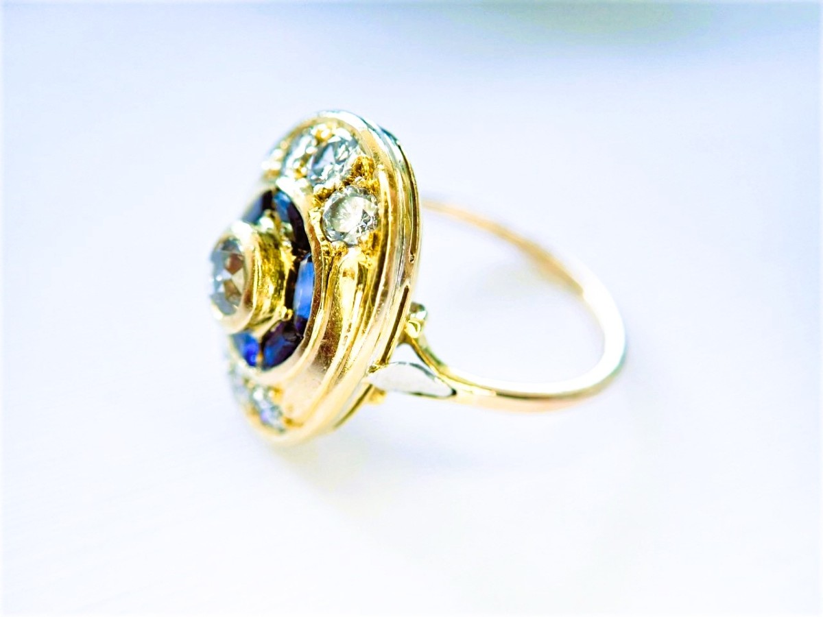 Bague saphirs et diamants or 18 carats-photo-2
