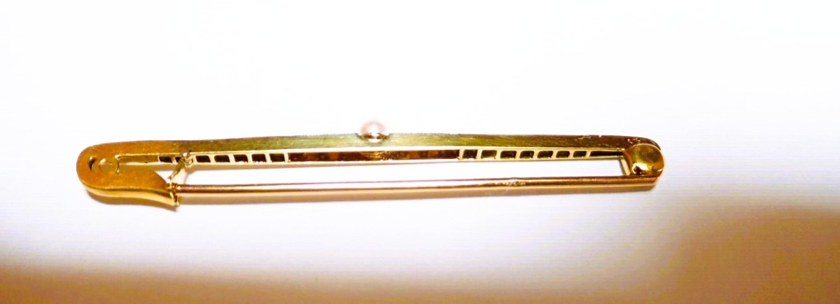 Broche diamants et émeraudes art déco or 18 carats-photo-2