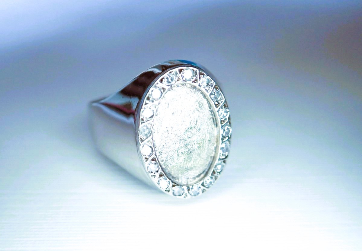 Signet Ring Set With Diamonds In 18-carat White Gold