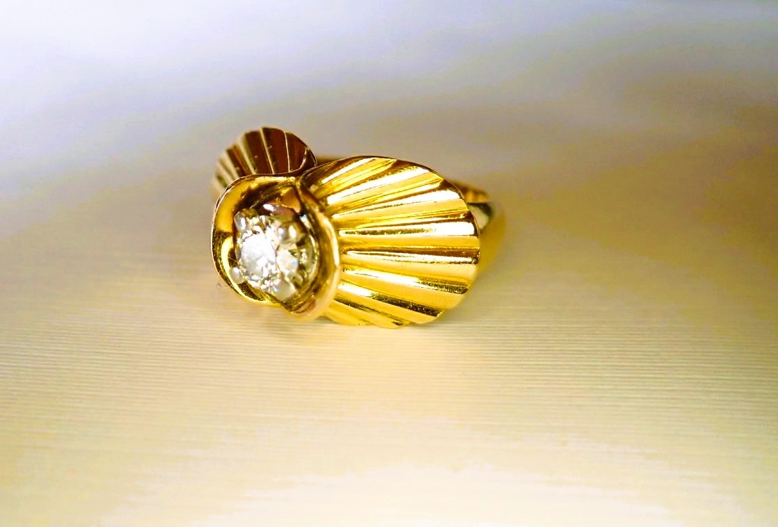 Art Deco Tank Ring With Diamonds In 18-carat Gold-photo-2