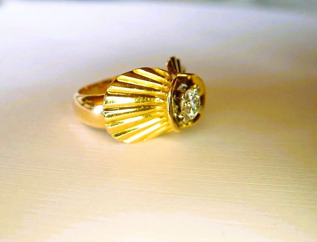 Art Deco Tank Ring With Diamonds In 18-carat Gold-photo-3