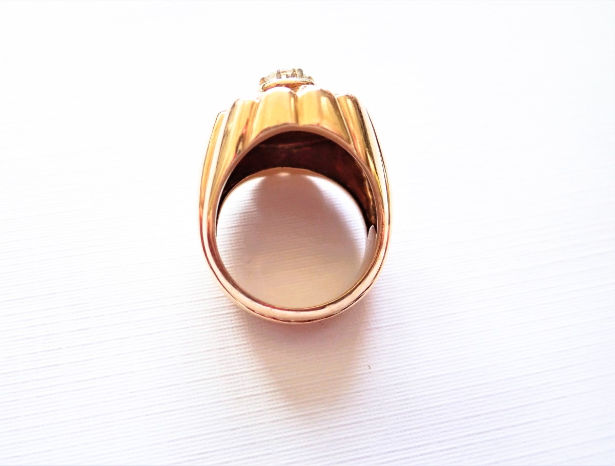 Art Deco Diamond Ring In 18-karat Gold-photo-3