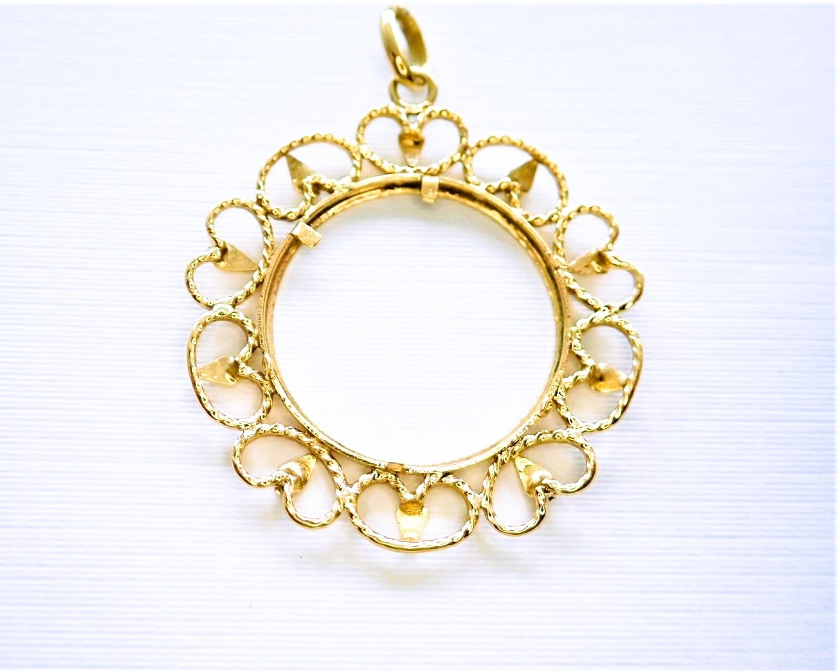 Pendentif porte pièce or 18 carats diamètre 21mm-photo-2