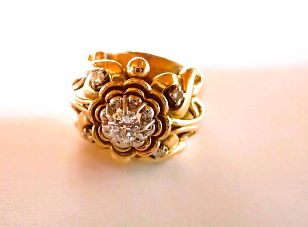 Art Deco Ball Ring With Diamonds-photo-2